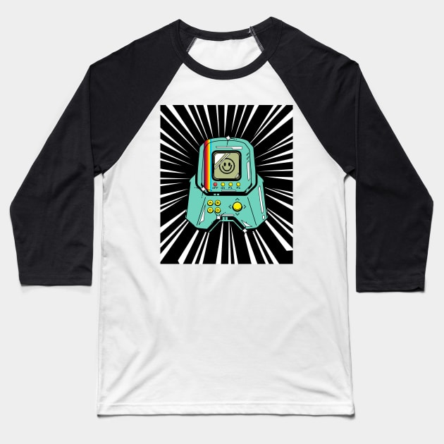 Retro Handheld Game (white print) Baseball T-Shirt by Studio-Sy